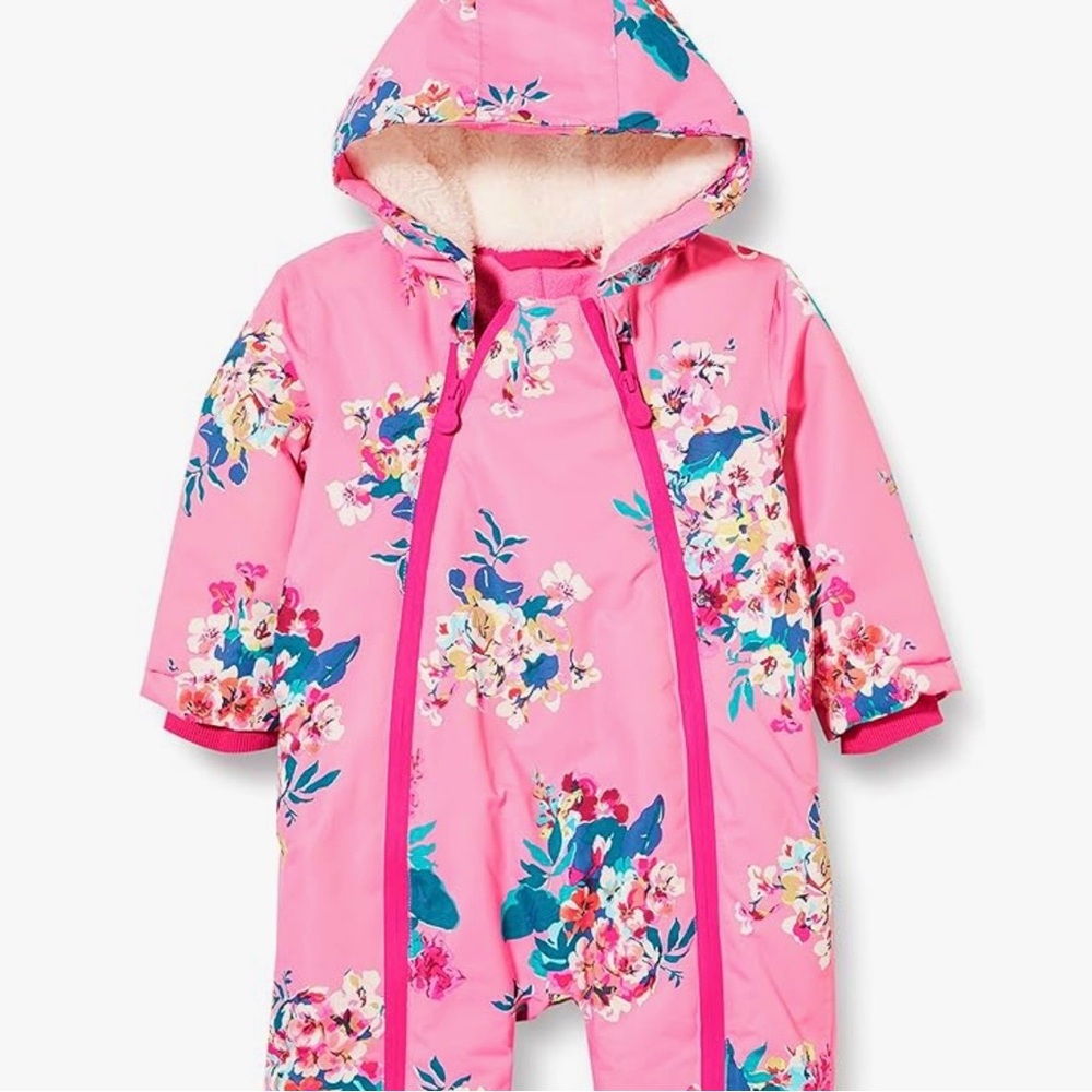 Like New—Joules Waterproof Fleece-Lined Snowsuit, Hood+Detachable Booties, 3-6M